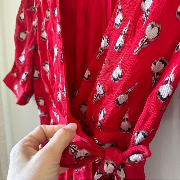 BA&SH Madonna Fil  Coupé Silk-Blend Georgette Maxi Wrap Dress - Picture 6 of 8